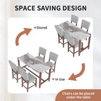 5-Piece Counter Height Dining Table Set, Faux Marble Bar Table and 4 Upholstered-Seat Chairs