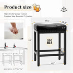 24 in. H Upholated PU Leather Thick Saddle Seat Counter Bar Stools Set of 2, Kitchen Chairs with Metal Base