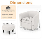 Costway Swivel Barrel Chair with Ottoman Footrest Curved Backrest & - See Details