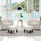 Costway Swivel Barrel Chair with Ottoman Footrest Curved Backrest & - See Details