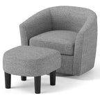 Costway Swivel Barrel Chair with Ottoman Footrest Curved Backrest & - See Details