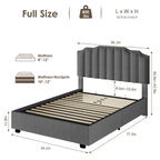 Full Size Modern Style Velvet Upholstered Platform Bed with Storage Space for Bedroom