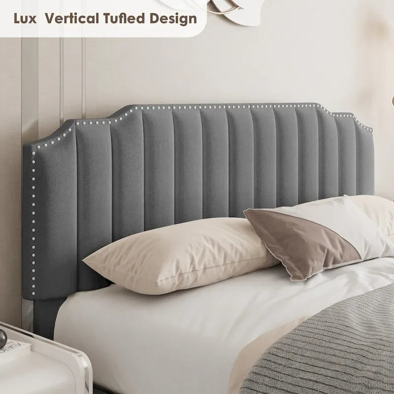 Full Size Modern Style Velvet Upholstered Platform Bed with Storage Space for Bedroom