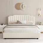 Full Size Modern Style Velvet Upholstered Platform Bed with Storage Space for Bedroom