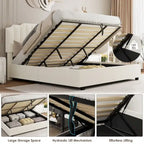 Full Size Modern Style Velvet Upholstered Platform Bed with Storage Space for Bedroom