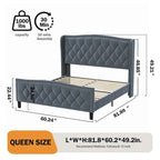 Modern Upholstered Velvet Bed with Wingback Headboard
