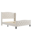 Modern Upholstered Velvet Bed with Wingback Headboard