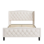 Modern Upholstered Velvet Bed with Wingback Headboard