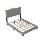 Full Size Modern Velvet Platform Bed with Tufted Headboard