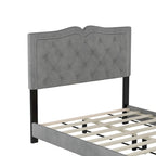 Full Size Modern Velvet Platform Bed with Tufted Headboard