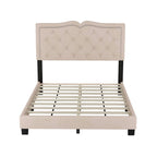 Full Size Modern Velvet Platform Bed with Tufted Headboard