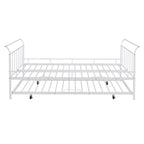 Metal Daybed with Curved Handle Design and Twin Size Trundle for Bedroom