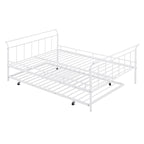 Metal Daybed with Curved Handle Design and Twin Size Trundle for Bedroom