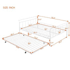 Metal Daybed with Curved Handle Design and Twin Size Trundle for Bedroom