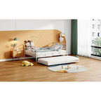 Metal Daybed with Curved Handle Design and Twin Size Trundle for Bedroom