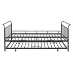 Metal Daybed with Curved Handle Design and Twin Size Trundle for Bedroom