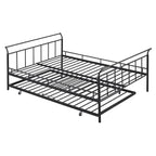 Metal Daybed with Curved Handle Design and Twin Size Trundle for Bedroom