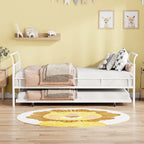 Metal Daybed with Curved Handle Design and Twin Size Trundle for Bedroom