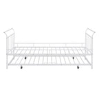 Metal Daybed with Curved Handle Design and Twin Size Trundle for Bedroom