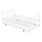 Metal Daybed with Curved Handle Design and Twin Size Trundle for Bedroom