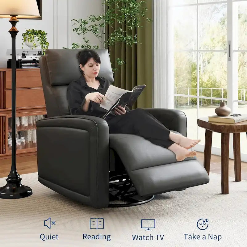 Manual Reclinder, 360 Swivel Rocking Glider Reclinder Chair with Ergonomic Backrest
