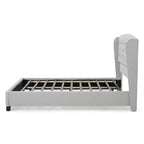 Light Grey King Size Modern Upholstered Platform Bed with Button-tufted Headboard for Bedroom