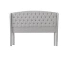 Light Grey King Size Modern Upholstered Platform Bed with Button-tufted Headboard for Bedroom