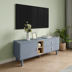 54.57 Multi-functional TV Stand with Leather Handles, Open Storage Compartment and Two Drawer
