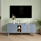 54.57 Multi-functional TV Stand with Leather Handles, Open Storage Compartment and Two Drawer