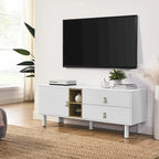 54.57 Multi-functional TV Stand with Leather Handles, Open Storage Compartment and Two Drawer