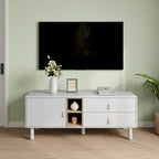 54.57 Multi-functional TV Stand with Leather Handles, Open Storage Compartment and Two Drawer