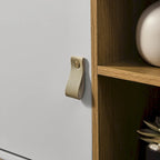 54.57 Multi-functional TV Stand with Leather Handles, Open Storage Compartment and Two Drawer