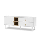 54.57 Multi-functional TV Stand with Leather Handles, Open Storage Compartment and Two Drawer