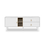 54.57 Multi-functional TV Stand with Leather Handles, Open Storage Compartment and Two Drawer