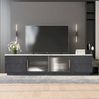 Black,White 62.9 TV Stand with 4 Drawers & Large Cabinet for TVs Up to 70