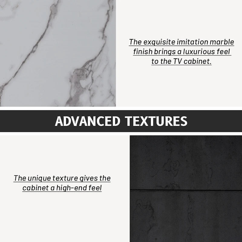 Black,White 62.9 TV Stand with 4 Drawers & Large Cabinet for TVs Up to 70