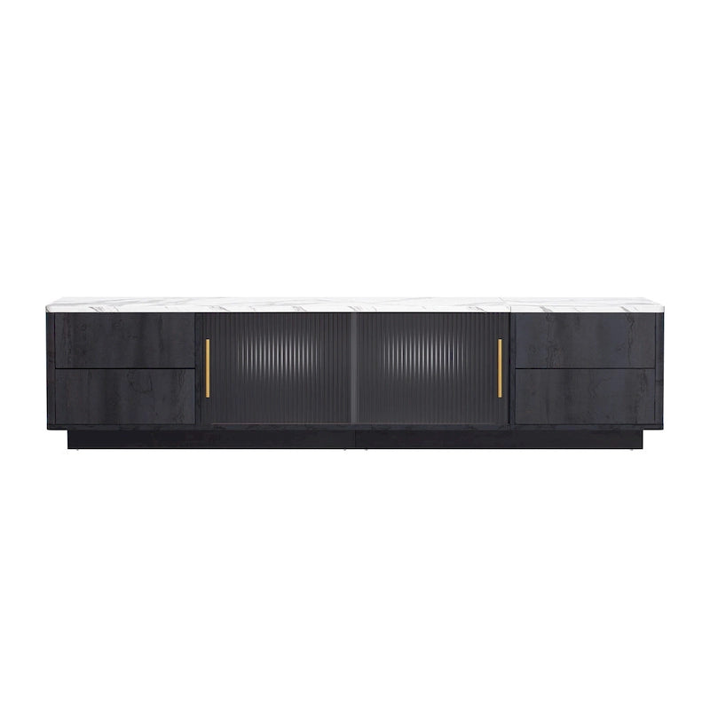 Black,White 62.9 TV Stand with 4 Drawers & Large Cabinet for TVs Up to 70