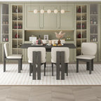 7-Piece Transitional Wooden Dining Set with Rectangular Table & 6 Chairs