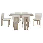 7-Piece Transitional Wooden Dining Set with Rectangular Table & 6 Chairs