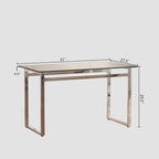Modern 5-Piece Dining Set with Rectangular Glass Table & High Back Silver-Plated Legs Dining Armless Chairs