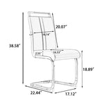 Modern 5-Piece Dining Set with Rectangular Glass Table & High Back Silver-Plated Legs Dining Armless Chairs