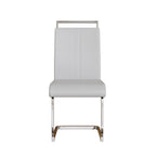 Modern 5-Piece Dining Set with Rectangular Glass Table & High Back Silver-Plated Legs Dining Armless Chairs
