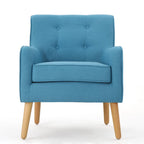 Modern 25 Upholstered Button Tufted Arm Chair with Rubber Wood Legs for Living Room