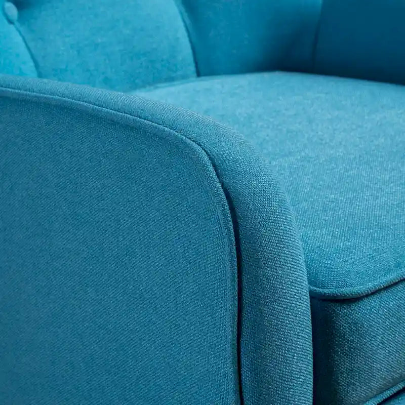 Modern 25 Upholstered Button Tufted Arm Chair with Rubber Wood Legs for Living Room