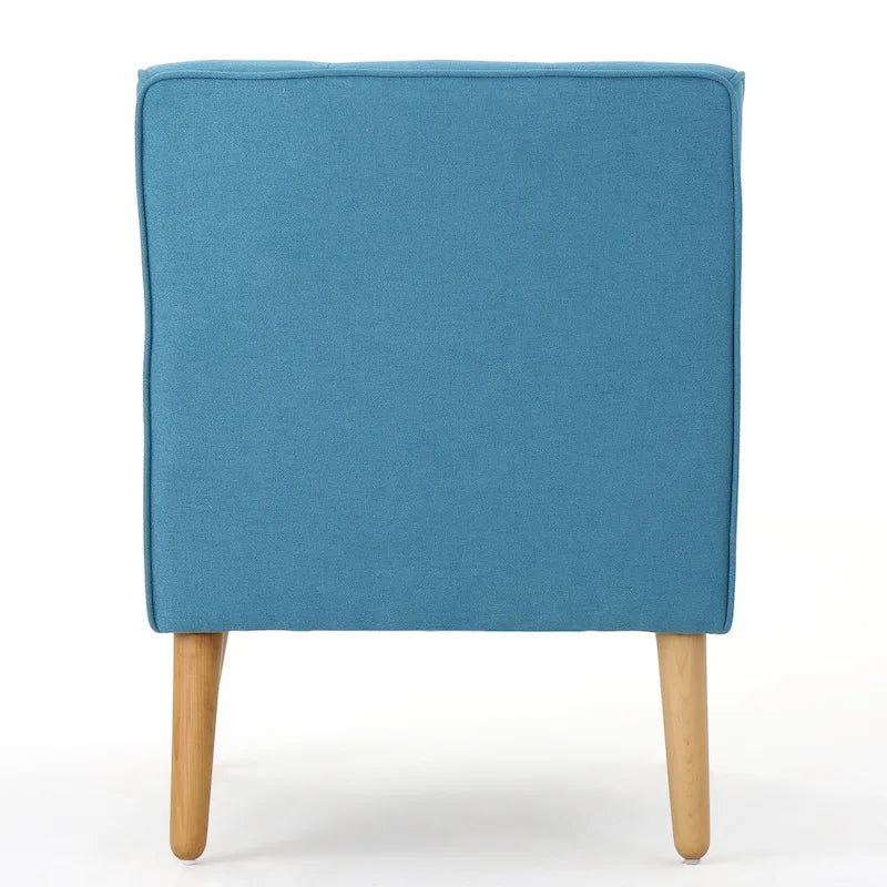 Modern 25 Upholstered Button Tufted Arm Chair with Rubber Wood Legs for Living Room