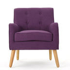 Modern 25 Upholstered Button Tufted Arm Chair with Rubber Wood Legs for Living Room