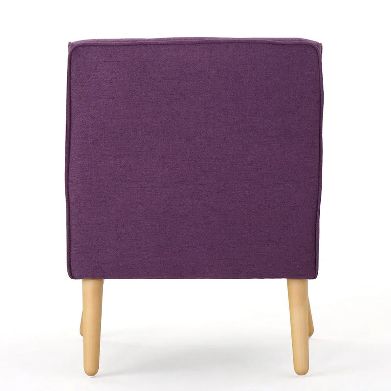 Modern 25 Upholstered Button Tufted Arm Chair with Rubber Wood Legs for Living Room