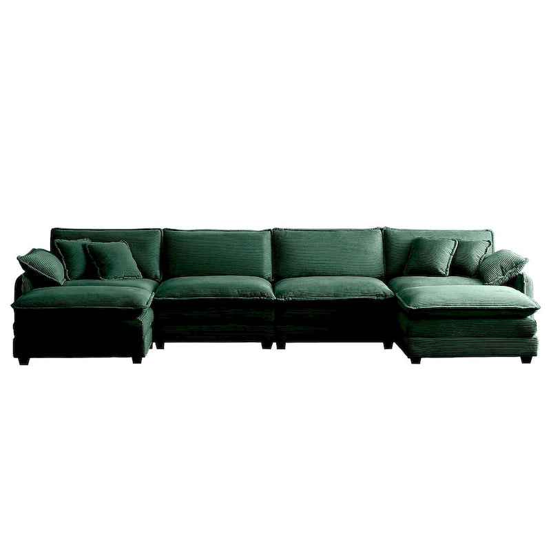 6-Piece Oversized Corduroy U-Shaped Modular Sectional Sofa with Ottomans