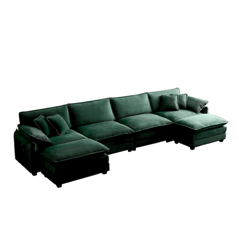 6-Piece Oversized Corduroy U-Shaped Modular Sectional Sofa with Ottomans