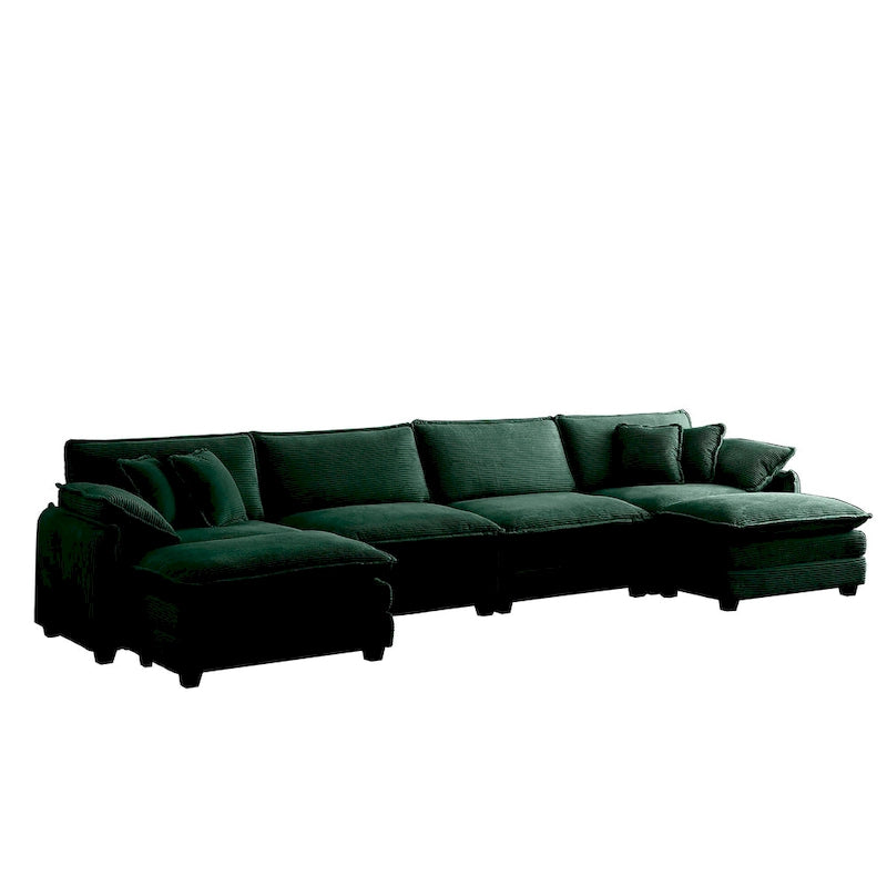 6-Piece Oversized Corduroy U-Shaped Modular Sectional Sofa with Ottomans